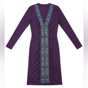 Emilio Pucci Deep Purple Dress with Blue & Charcoal Beaded Trim